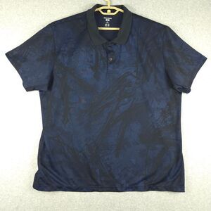 Uniqlo Meguru Yamaguchi Designer Navy Blue Abstract Polo‎ Shirt 3XL